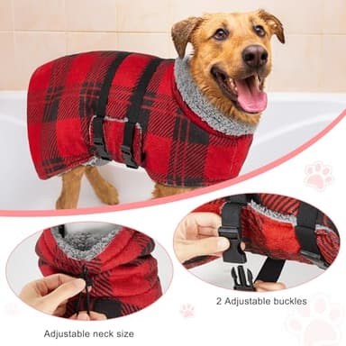 Dog Robe Quick Drying Dog Bathrobe Super Absorbant Dog Towels for Drying Dogs Cute Dog Clothes Thickening Dog Bath Supplies for After Bath Adjustable Dog Drying Coat, Wearable On Both Sides (S-XXL) - Image 4
