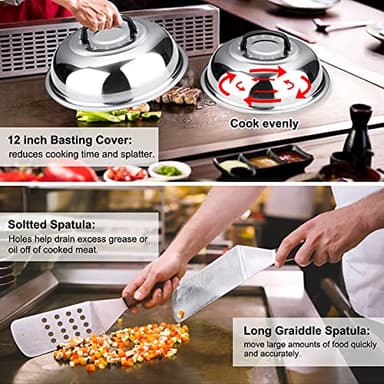 Griddle Accessories Kit, 135 Pcs Griddle Grill Tools Set for Blackstone and Camp Chef, Professional Grill BBQ Spatula Set with Basting Cover, Spatula, Scraper, Bottle, Tongs, Egg Ring - Image 4