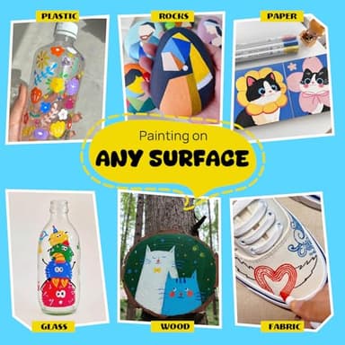 Coogert 24 Dual Tip Acrylic Paint Markers, Fine Tip and Dot Tip Acrylic Paint Pens For Rock Painting, Canvas, Wood, Glass, Ceramic, Fabric, Plastic, Egg, Art Painting Supplies Kit - Image 4