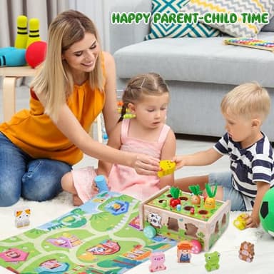 Toddler Montessori Wooden Farm Toys | Babies 12-18 Months Toy with Game Map for 1 2 3 Year Old Boys Girls | 1st First Birthday Gifts for 1-2 Years | Wood Learning Educational Toys Fine Motor Skills - Image 3