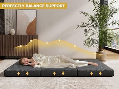 Vamcheer Tri Folding Mattress Full Size - 6 Inch Foldable Mattress Portable Tri-fold Memory Foam Mat, Handle & Non-Slip Bottom with Washable Cover for Travel RV Camping Guest, 73"x52"x6", Grey - Image 5