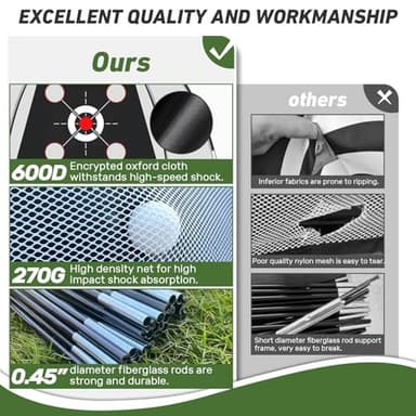 KLAODOT Golf Net with Practice Mat,Golf Hitting Aid Nets 10x7FT for Backyard Driving Chipping Training Swing with Target Mat Balls for Outdoor Indoor，Gifts for Men Dad Him and Golfer - Image 4