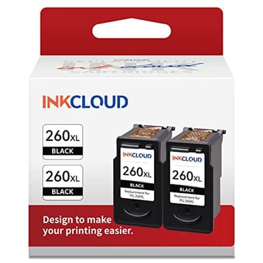 INKCLOUD Compatible Black Ink Cartridges Replacement for Canon 260XL PG-260 XL for PIXMA TS5320 TS6420 TR7020 TR7020a TS6420a All in One Wireless Printer (Black, 2-Pack) - Image 1