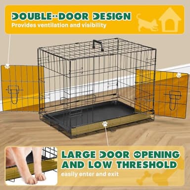 DUMOS 24-Inch Dog Crate, Small Double-Door Folding Metal Kennel with Divider Panel and Leak-Proof Pan, Portable Dog Cage for Indoor, Outdoor, and Travel - Image 3