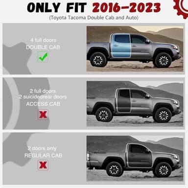 PARTZER Floor Mats for Toyota Tacoma 2016-2023 Double Cab (Only Fit Automatic), Custom Fit All-Weather TPE Floor Liners, Front & 2nd Row Mat for Tacoma Car Accessories - Image 2