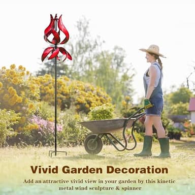 Winwindspinner Large Garden Wind Spinner - Tulip Outdoor Yard Wind Sculptures & Spinners, Garden Decor Gift Ideas for Mother, Birthday, Housewarming (Dia19 x H87”) - Image 4