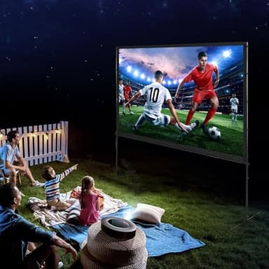 VEVOR Projector Screen with Stand, 100 inch 16:9 4K 1080 HD Outdoor Movie Screen with Stand, Wrinkle-Free Projection Screen with Bar Feet and Carry Bag, for Home Theater Cinema Backyard Movie Night - Image 8