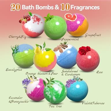 Bath Bombs for Women Gift Set, 20 Organic Bath Bombs with Essential Oil, Handmade SPA Bubble Bath for Relaxing, Gift for Her/Him, Women, Girls, Wife, Mother - Image 3