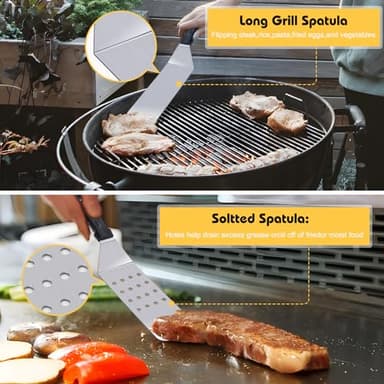 Griddle Accessories Kit, 27PCS Flat Top Grill Accessories for Blackstone and Camp Chef, Professional Grill Spatula Set with Burger Press, Basting Cover, Tongs for Outdoor BBQ… - Image 3