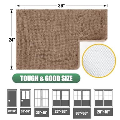 IM HOME Chenille Absorbent Outdoor Doormat 36" x 24", Washable Muddy Door Mats for Dog Non Slip Indoor Doormat Dog Mat for Muddy Paw Front Inside Doormats for Entryway Camel - Image 2