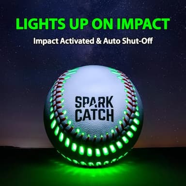 SPARK CATCH Light Up Baseball, Glow in The Dark Baseball, Sports Gear Accessories Gifts for Boys 8 9 10 11 12 13 14 15 Years Old, Kids Teens All Ages Gift Ideas (Impact-Activated version) (Neon Green) - Image 2