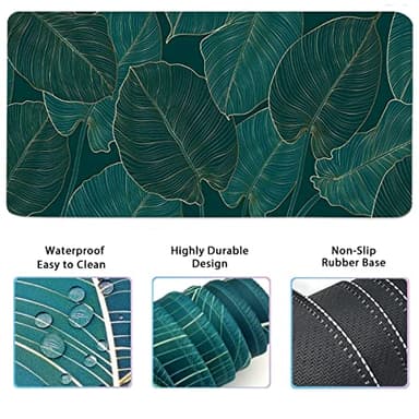Ergonomic Large Mouse Pad and Keyboard Wrist Rest, Desk Pad for Keyboard and Mouse, 4-in-1 Large Gaming Mouse Pad with Wrist Support for Home Office Study Game-Green Leaves - Image 2