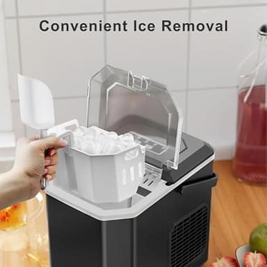 Ice Maker Countertop, Portable Ice Machine with Carry Handle, Self-Cleaning Ice Makers with Basket and Scoop, 9 Cubes in 6 Mins, 26 lbs per Day, Ideal for Home, Kitchen, Camping, RV, Black - Image 4