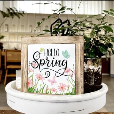 Spring Decor, Wooden Box Signs for Home Decor, Hello Spring Sign, Welcome Sign, Rustic Front Door Decor, Wall Decor Art, Spring Welcome Sign, Wood Door Hanger, Farmhouse Home Hanging Decor - Image 4