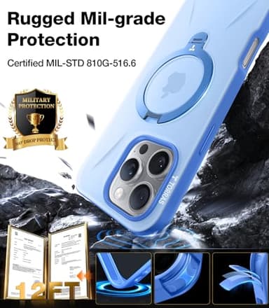TORRAS 360° Spin Magnetic Stand for iPhone 16 Pro Max Case, Fit for MagSafe, Military Grade Protective Case for iPhone 16 Pro Max Phone Case Ostand with Kickstand Rotatable, Sapphire Blue, 6.9 inch - Image 5