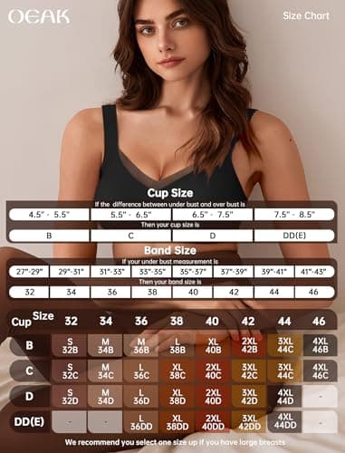 OEAK Womens Wireless Bras V Mesh Comfortable Bralette Supportive Tshirt Bra No Underwire Seamless Push Up Everyday Bras Black L - Image 6