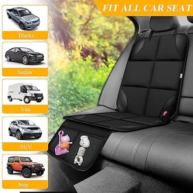 Meolsaek Car Seat Protector for Child Car Seat, Durable 600D Fabric Waterproof Car Seat Cover with Thick Pad Non-Slip Backing (No Imprints) (2 pcs -Black) - Image 4