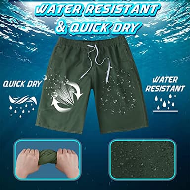 Srnede Mens Swimming Trunks Swim Trunks Quick Dry 11 Inch Swim Shorts with Mesh Lining Funny Swimwear Bathing Suits Army Green - Image 4