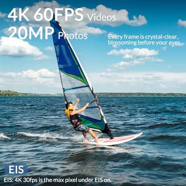 icefox i8 Action Camera with 4K 60FPS 20MP, 5X Zoom, Underwater Waterproof Camera with Optimized EIS, Video & Photo Editing by Snap Pro App, WiFi Remote Control for Diving, Cycling and Vlogging - Image 2
