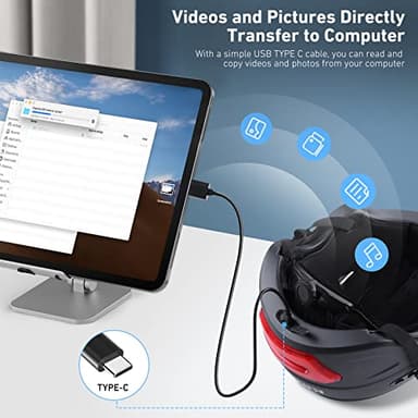 KRACESS KRS-S1 Bike Helmets for Men Smart Helmets for Adults with 1080P 60 fps Sports Camera Dual Antenna Bluetooth Womens Bike Helmet (L-22-24.4in, Matte Black) - Image 4