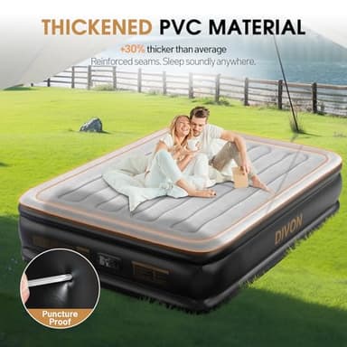 DIVON Air Mattress Queen with Built in Pump,Blow Up Mattress with Wave Pattern in 3 Mins,18'' Quick Inflatable Mattress, Luxury Airbed for Home&Camping,Black,660lbs - Image 5