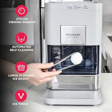 Frigidaire, EFIC240 Countertop Artisanal Sphere Ice Machine, Transparent Window, Gourmet Ice Maker, 84 Sphere per Day Capacity, Auto Self Cleaning Ice Making Machine (Grey) - Image 3