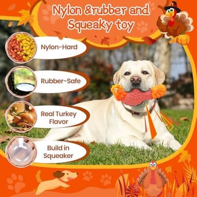 WinTour Tough Dog Toys for Aggressive Chewers, Dog Chew Toys for Large Dogs, Turkey Indestructible Squeaky Dogs Toy to Keep Them Busy - Image 4