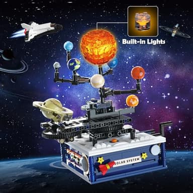Solar System Building Sets with Light - Rotatable Space Exploration Building Toys with 9 Planets & Rocket Sets Science Astronomy Educational Gifts for Boys Girls Age 6+ Years Old Kids(775 PCS) - Image 2