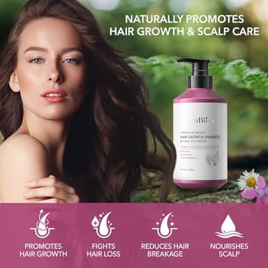 Onion & Rosemary Hair Growth Shampoo: Biotin Infused Shampoo for Hair Loss and Thinning Hair - Promotes Healthier, Thicker and Stronger Hair for Women and Men (16.9 Fl Oz (Pack of 1)) - Image 2