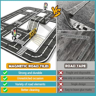 IGIVI Magnetic Tiles Road Expansion Pack, STEM Magnet Building Blocks for Toddler Kids Toys, Montessori Educational Toys for 3+ Year Old Boys & Girls, Creative Toy Gifts for Kids - Image 2