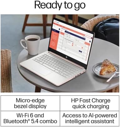 HP Rose Gold Ultrabook Laptop with Microsoft Office 365, Intel 2-Core CPU, 1.1TB Storage (1TB OneDrive and 64GB SSD), 8GB RAM, Windows 11, No Mouse - Image 4