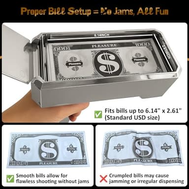 Money Gun Shooter – RUVINCE Money Gun for Movies That Look Real, Prop Gun Make it Rain, Handheld Cash Gun for Game Movies Party - Image 9