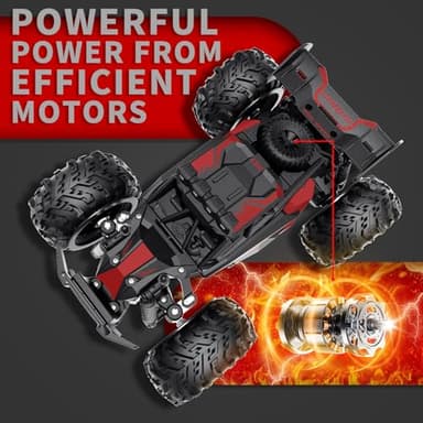 Carox Remote Control Car, 2.4GHz 25KM/H High Speed RC Car, 1:18 Off-Road Monster Truck with LED Lights and 1800mAh Rechargeable Battery – Ideal Gift for Boys 6+ - Image 6