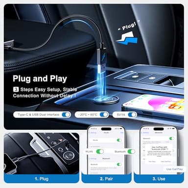 AI Box Wireless CarPlay & Auto Adapter - Plug & Play, Dual-Band WiFi, Bluetooth 5.0, 4K Video Support, Android 12.0 System, Compatible with Factory CarPlay & Android Auto （4GB RAM+32GB ROM） - Image 3