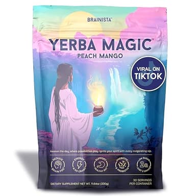 Yerba Mate Instant Tea Powder, 3-in-1 Super Drink - Clean Energy, Brain Fog Buster, and Gut Health Powered by Nootropics, Prebiotics and Probiotics | Yerba Magic Peach Mango 30 Servings - Image 1