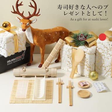 Delamu Sushi Making Kit, 20 in 1 Bazooka Roller Kit with Chef’s Knife, Bamboo Mats, Rice Mold, Temaki Sushi Mats, Rice Paddle, Spreader, Chopsticks, Sauce Dishes, Guide Book - Image 5