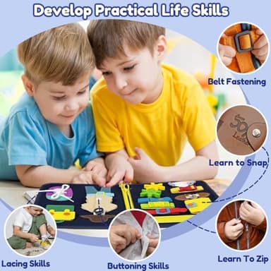 Qizfun Busy Board Book Montessori Toys for 1 2 3 4 Year Old, Boy Birthday Gifts, Educational Sensory Learning Toys for Toddlers 1-3, Car Airplane Travel Activities for Kids Ages 2-4 Year Old - Image 5