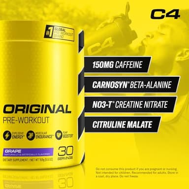 Cellucor C4 Original Pre Workout Powder Grape Sugar Free Preworkout Energy for Men & Women 150mg Caffeine + Beta Alanine + Creatine - 30 Servings (Packaging May Vary) - Image 2