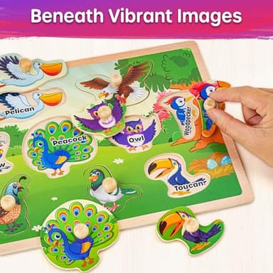 SYNARRY Wooden Puzzles for Toddlers 1-3, 6XSET Animals Puzzles for Toddlers 2-4 with Rack, Toddler Puzzles Ages 2-4, Kids Learning Educational Montessori Toys for 2 3 Year Old, Gifts for Boys Girls - Image 3