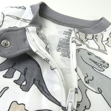 HonestBaby Non-Slip Footed Pajamas One-Piece Sleeper Zip-Front Pjs 100% Organic Cotton for Baby Boys, Dino Mite, 12 Months - Image 4