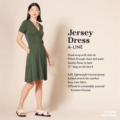 Amazon Essentials Women's Short Sleeve Faux-Wrap Dress, Navy Ditsy Floral, XX-Large - Image 2