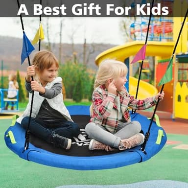 HeyZoo Tree Swing, Saucer Flying Swing 40 Inch for Kids, 900lbs Weight Capacity, with Adjustable Hanging Straps, for Backyard and Outdoor Playground, Gifts for Kids, Blue - Image 4