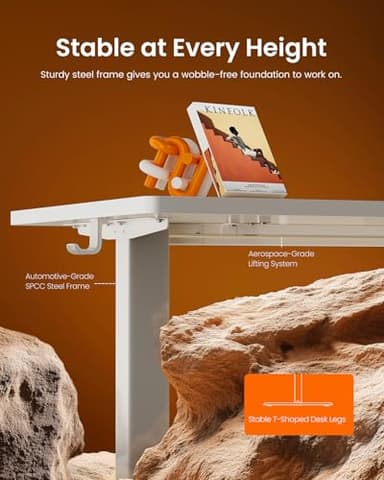 ErGear Height Adjustable Electric Standing Desk, 48 x 24 Inches Sit Stand up Desk, Memory Computer Home Office Desk with Two-Piece Desktop (White) - Image 5