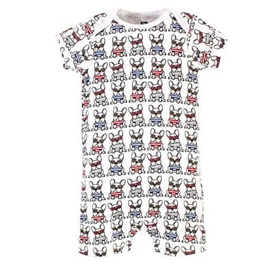 Hudson Baby Unisex Baby Cotton Rompers, French Dog 2-Pack, 3-6 Months - Image 2
