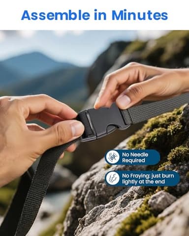 Buckle & Strap Kit - 6 Yards 1 Inch Wide Polyester Webbing Stronger Than Nylon, 6 Plastic Quick Release Buckles & 12 Triglide Clips, Adjustable Extender Straps for Backpack, Dog Collar, Fanny Pack - Image 6