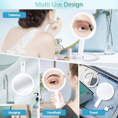 Makeup Mirror with Lights, 20X Magnifying Mirror with Light and Adjustable Brightness,Vanity Mirror with Lights and 3 Colors, 2-Sided Travel Mirror with Light, Tabletop Mirrors for Home and Outside - Image 2