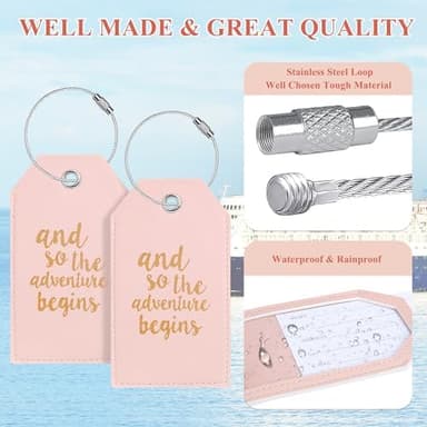 Luggage Tag & Personalized Luggage Tags for Suitcases Leather Bag Tags for Backpacks Handbag School Instrument with Name ID Label Travel Essentials, Unique Fun Pink Baggage Tags 2 Pack - Image 7