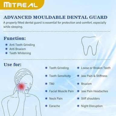 Mouth Guard for Grinding Teeth at Night, Mouth Guard for Clenching Teeth at Night, Dental Night Guards for Sleep, Comfortable Grinding Guard for Adults with 12 Cleaning Tablets - Image 2