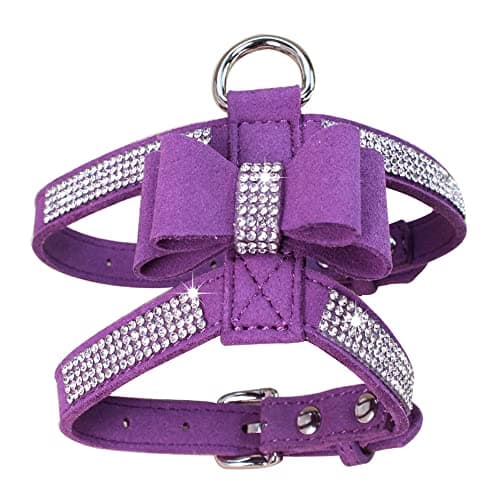 XS Dog Harness Purple Girl,Rhinestone Cat Vest Harnesses with Bow Tie Puppy Kitty Cute Fancy Sparkling Pretty Crystal Diamond for Small Pet Yorkie Chihuahua xs - Image 1