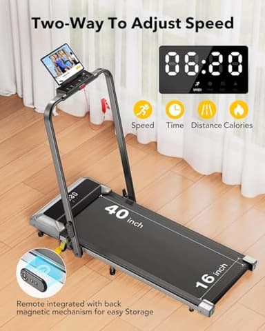 TOPUTURE Walking Pad with Incline, 2 in 1 Foldable Treadmill with Handle Bar for Home/Office Small, Portable Compact Under Desk Treadmill with Remote Control, APP & LED Display 300LBS Capacity - Image 3